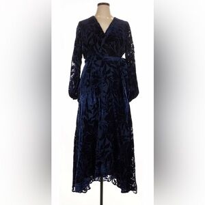 Hutch Navy Velvet Long Sleeve Dress